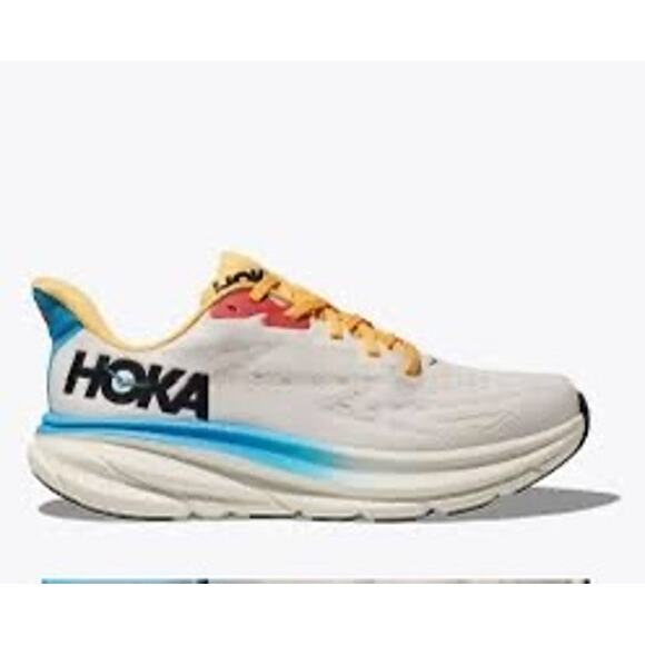 Hoka Shoes - HOKA Clifton 9 Womens 8.5 B Running Shoes White Blue Cushion Trainer 1127896